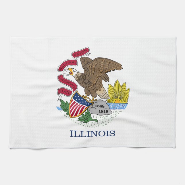 Kitchen towel with Flag of Illinois, U.S.A. (Horizontal)