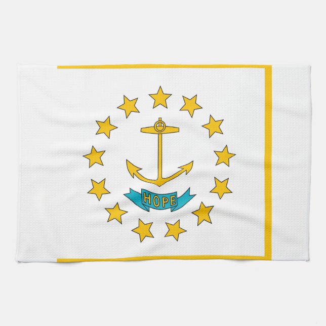 Kitchen towel with Flag of Rhode Island, U.S.A. (Horizontal)