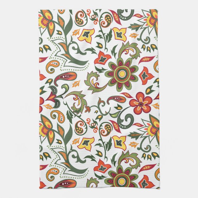 Kitchen towel with floral decorative patterns (Vertical)