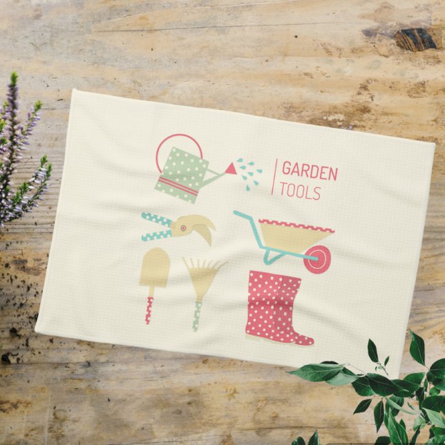 Kitchen towel with gardening tools print (Creator Uploaded)