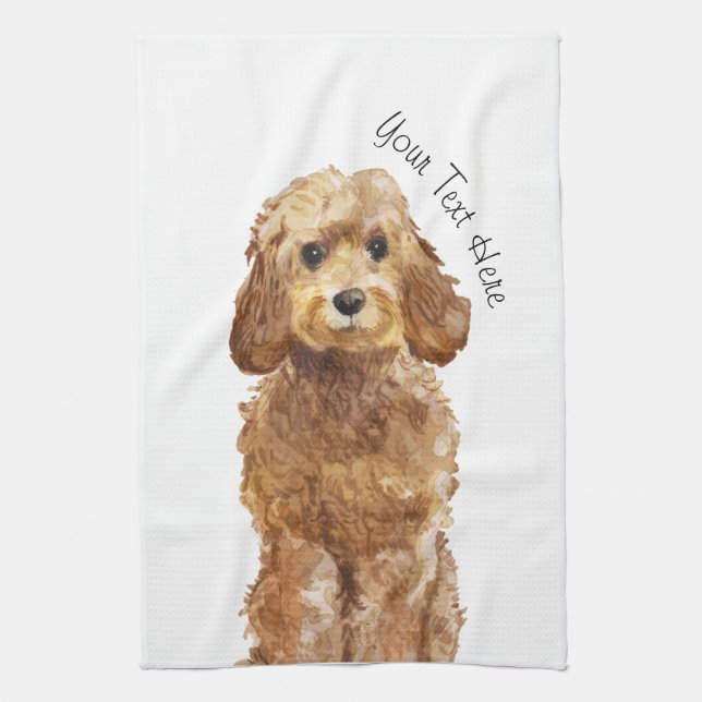 Kitchen Towel with Golden Honey Cockapoo (Vertical)