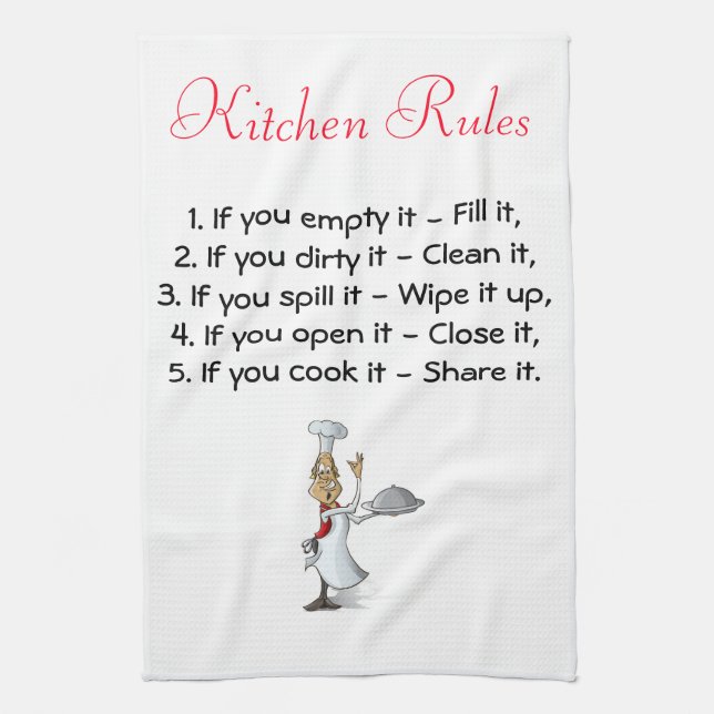 Kitchen Towel with Kitchen Rules and Chef (Vertical)