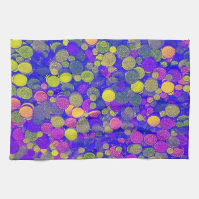 Kitchen towel with Purple Yellow Abstract Design (Horizontal)