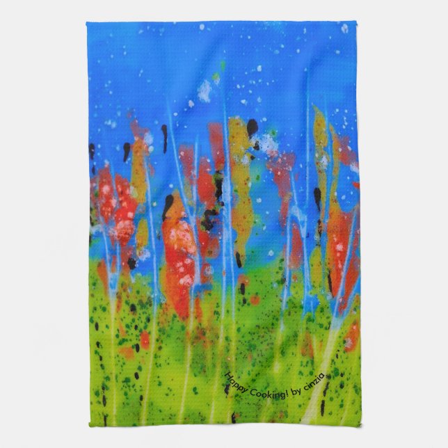 Kitchen towel with splashed-colours (Vertical)