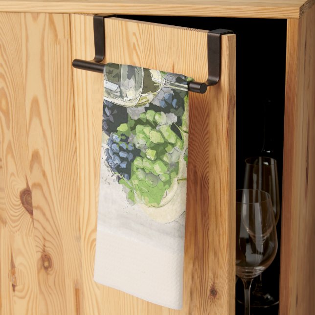 Kitchen Towel with Wine Glasses & Fruit (Thirds Fold)