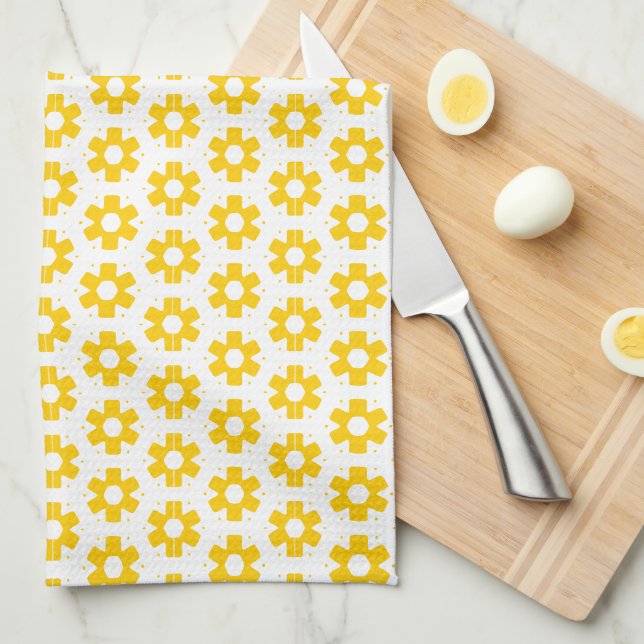 Kitchen Towel - Yellow Florets (Quarter Fold)