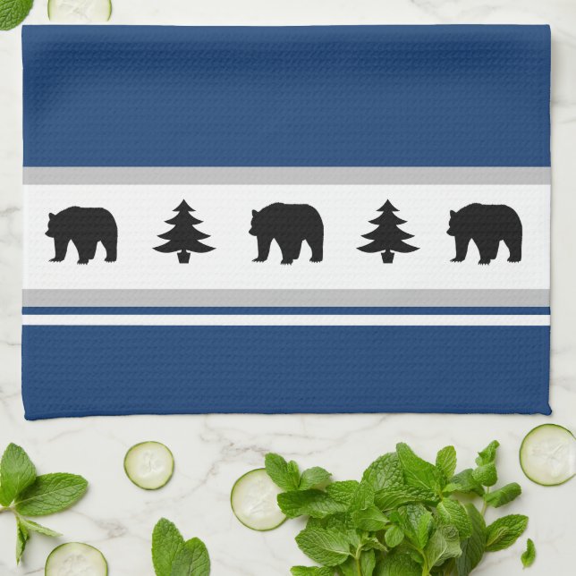 Kitchen Towel-Yellowstone Lodge 3 Bear and Trees Tea Towel (Folded)