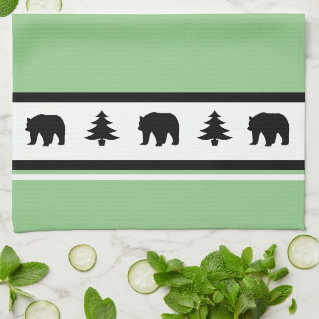 Kitchen Towel-Yellowstone Lodge 3 Bear and Trees Tea Towel (Folded)