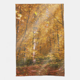 Kitchen Towels Autumn forest Gold Rays