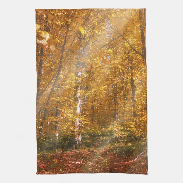 Kitchen Towels Autumn forest Gold Rays (Vertical)