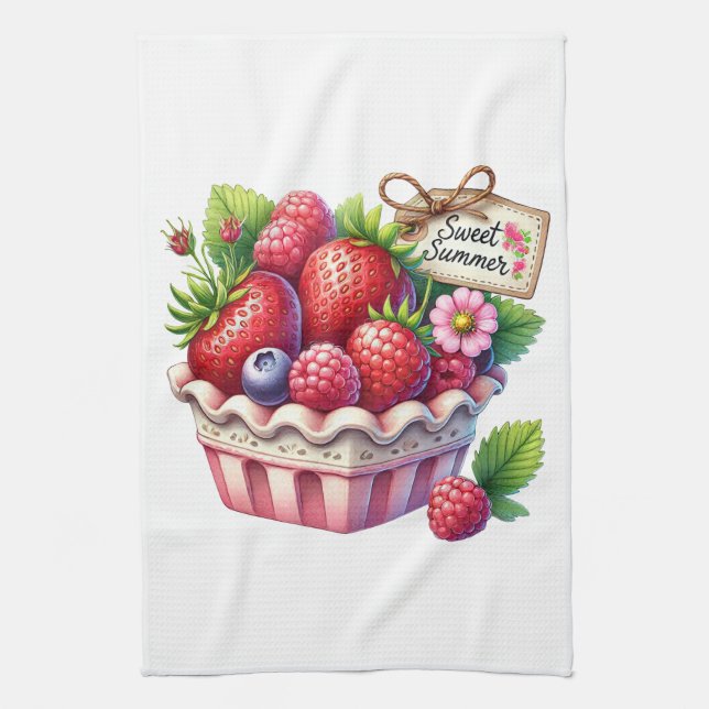 Kitchen Towels-Berry Basket Kitchen Towel  (Vertical)