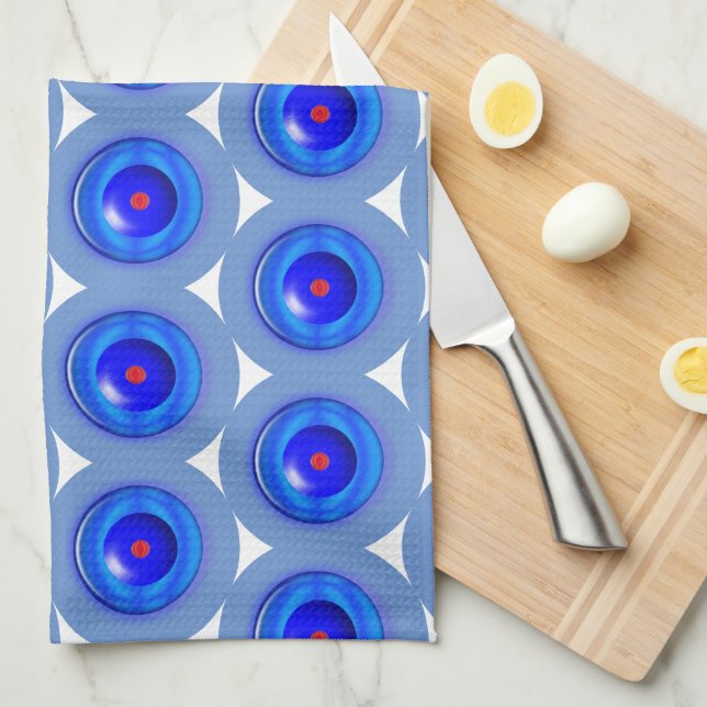 Kitchen Towels - Concentric Circles in Blue (Quarter Fold)