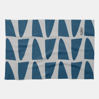 Kitchen Towels with DooWop design deep turquoise