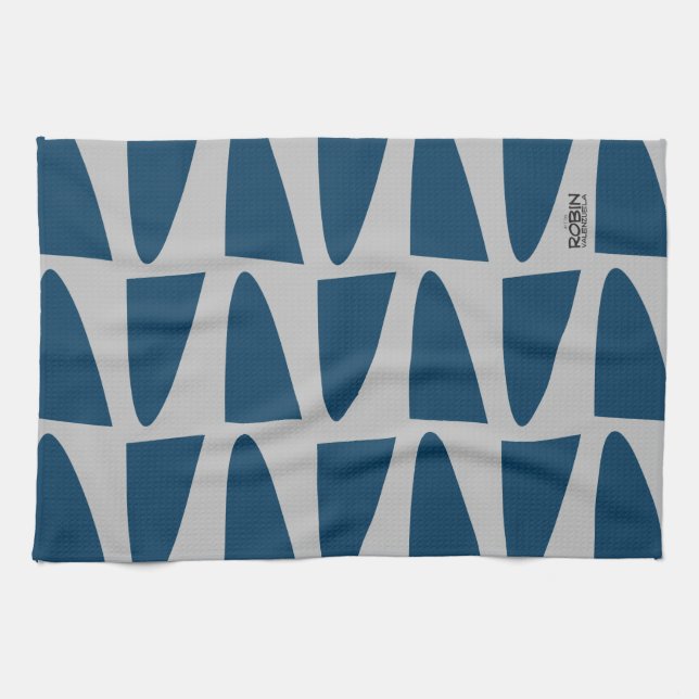 Kitchen Towels with DooWop design deep turquoise (Horizontal)