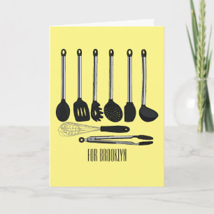 Kitchen utensil cartoon illustration card