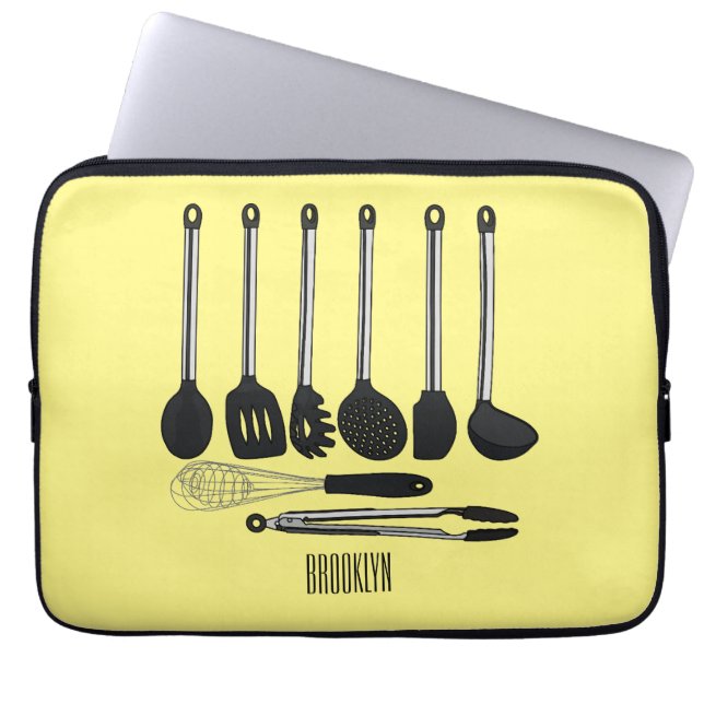 Kitchen utensil cartoon illustration  laptop sleeve (Front)