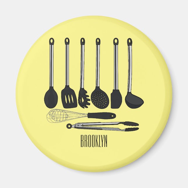 Kitchen utensil cartoon illustration  magnet (Front)