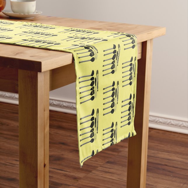 Kitchen utensil cartoon illustration  short table runner (In Situ)