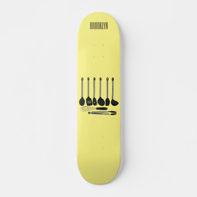 Kitchen utensil cartoon illustration  skateboard (Front)