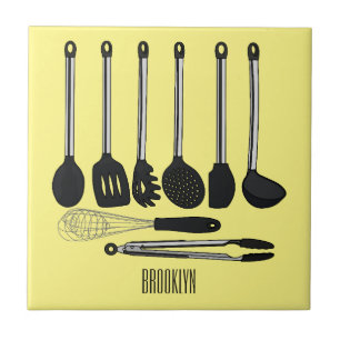 Kitchen utensil cartoon illustration tile