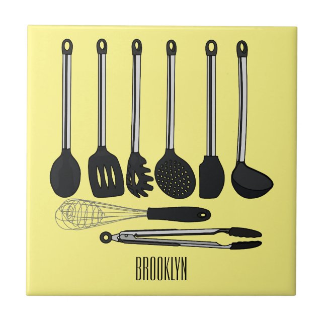 Kitchen utensil cartoon illustration  tile (Front)
