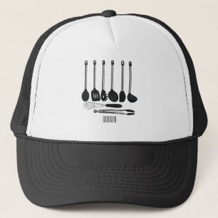 Kitchen utensil cartoon illustration trucker hat
