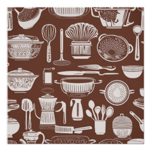 Kitchen Utensil Theme Wrapping Paper Poster