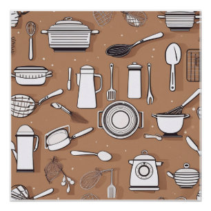 Kitchen Utensil Theme Wrapping Paper Poster