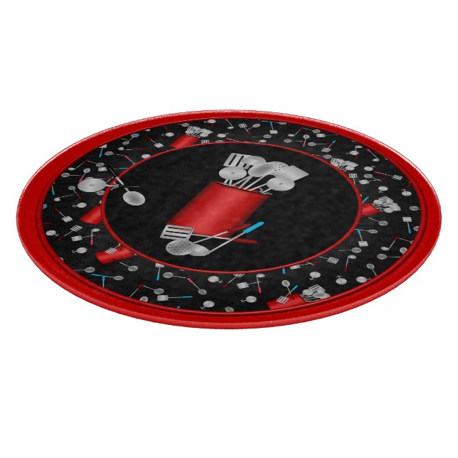 Kitchen Utensils,Black-12in ROUND CUTTING BOARD (Corner)