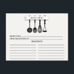 Kitchen Utensils Bridal Shower Recipe Cards<br><div class="desc">Modern Bridal Shower Kitchen Utensils Recipe Cards featuring a slotted spoon, spatula, whisk & masher with a stylish banner showcasing the text "recipe" set on a white background. The front of our recipe card offers room for a recipe title, from the kitchen of and ingredients space. Flip our recipe card...</div>