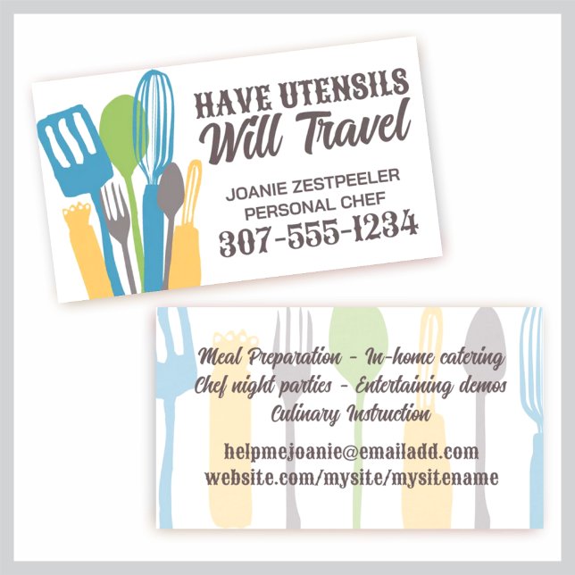 kitchen utensils cooking class chef catering business card (Creator Uploaded)