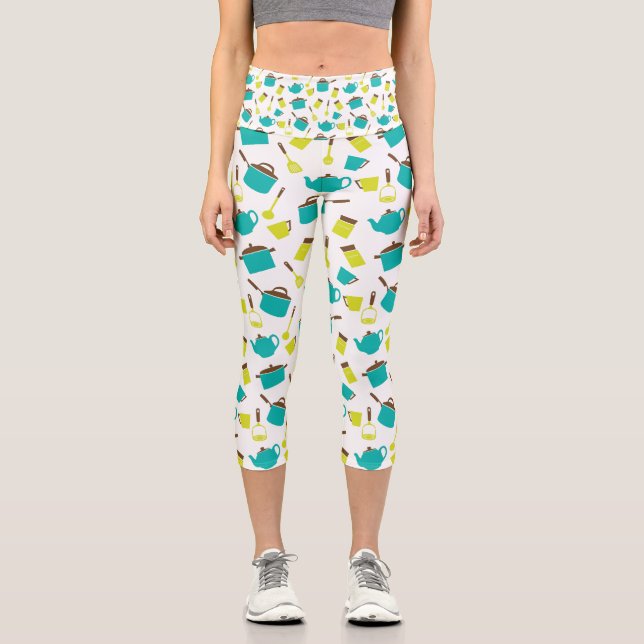 Kitchen Utensils, Cookware, Cutlery, Kitchenware Capri Leggings (Front)