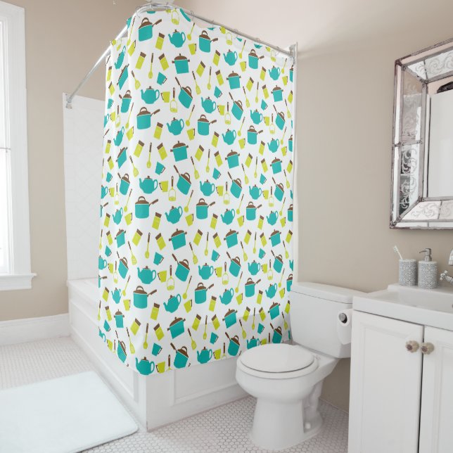 Kitchen Utensils, Cookware, Cutlery, Kitchenware Shower Curtain (In Situ)