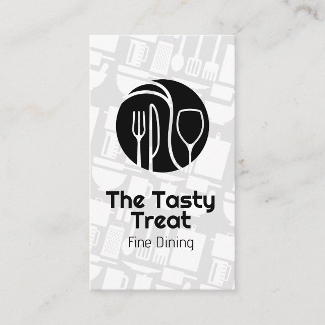 Kitchen Utensils | Dinnerware Logo | Chef Business Card (Front)