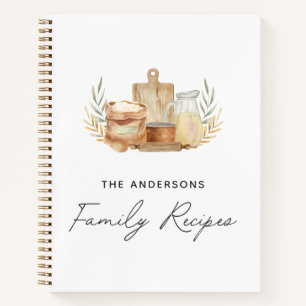 Kitchen Utensils Food Watercolor Recipe Book