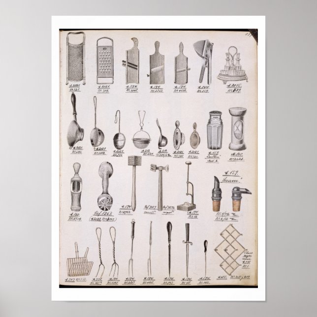 Kitchen utensils, from a trade catalogue of domest poster (Front)