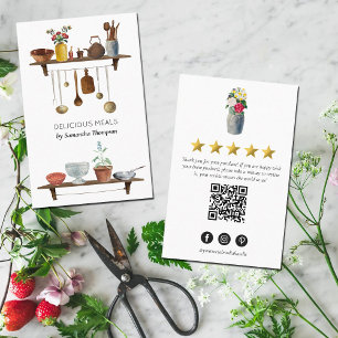 Kitchen Utensils Meal Chef Catering Review Request Business Card
