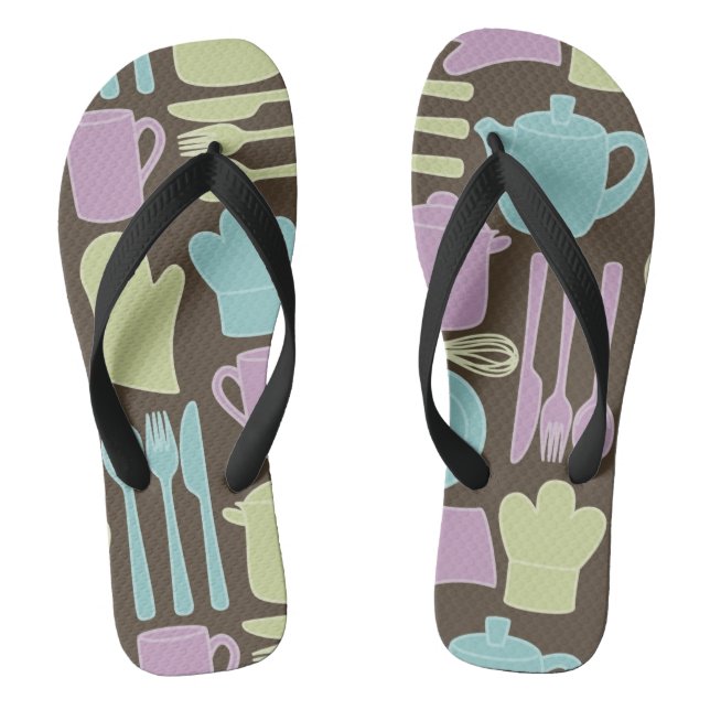 Kitchen Utensils Pattern 2 Jandals (Footbed)