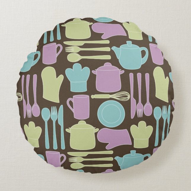 Kitchen Utensils Pattern 2 Round Cushion (Front)
