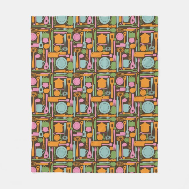 Kitchen Utensils Pattern 3 Fleece Blanket (Front)