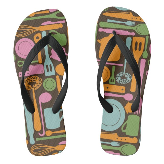 Kitchen Utensils Pattern 3 Jandals (Footbed)