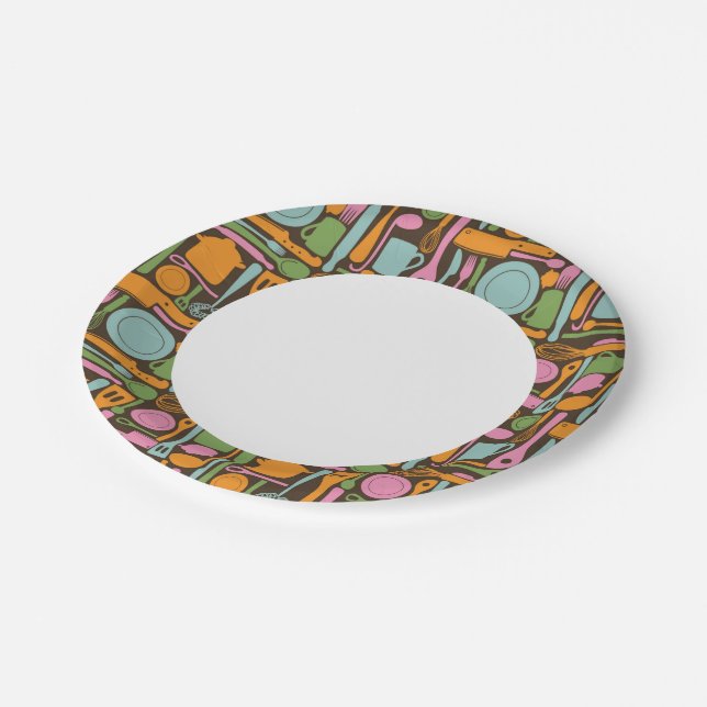 Kitchen Utensils Pattern 3 Paper Plate (Angled)