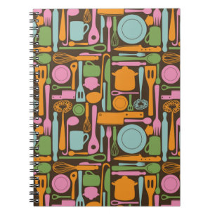 Kitchen Utensils Pattern 3 Spiral Notebook