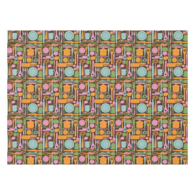 Kitchen Utensils Pattern 3 Tablecloth (Front (Horizontal))