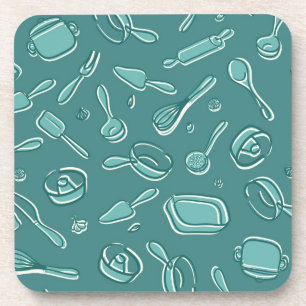 Kitchen Utensils Pattern Coaster