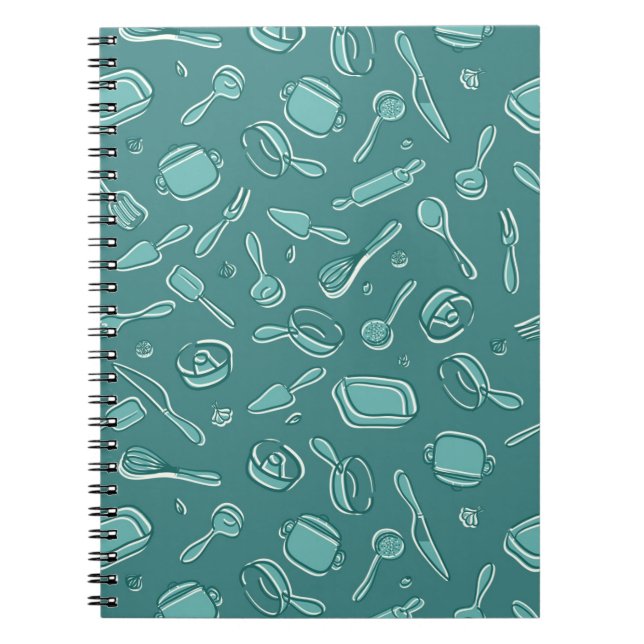 Kitchen Utensils Pattern Spiral Notebook (Front)