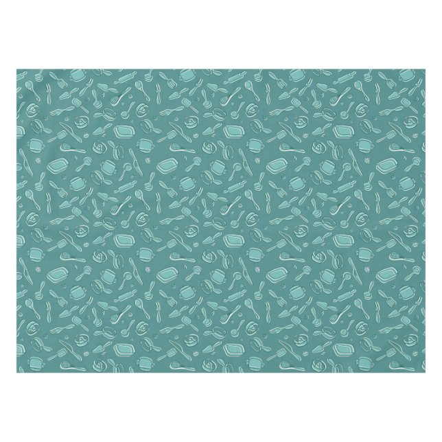 Kitchen Utensils Pattern Tablecloth (Front (Horizontal))