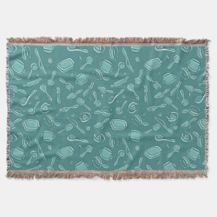 Kitchen Utensils Pattern Throw Blanket