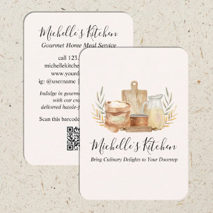 Kitchen Utensils Watercolor Home Catering Business Card