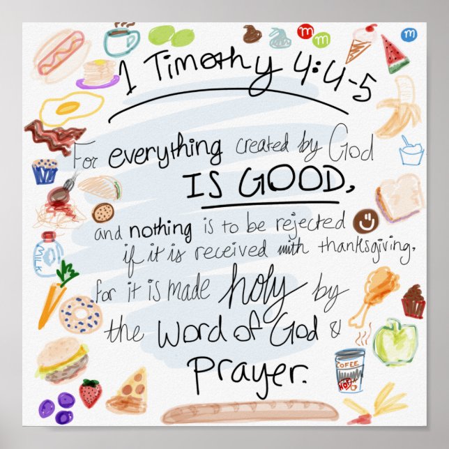 Kitchen Verse - 1 Timothy 4:4-5 Poster (Front)